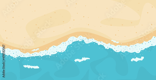Summer beach. Top view. Paradise nature place for cute vacation. ocean or sea seashore. seaside landscape background illustration.