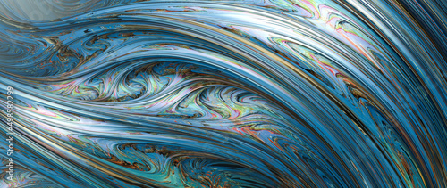 Abstract Computer generated Fractal design. 3D Aliens Illustration of a Beautiful infinite mathematical mandelbrot set fractal blue wave