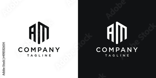 Creative Letter AM Monogram Logo Design Icon Template White and Black Background