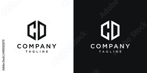 Creative Letter CD Monogram Logo Design Icon Template White and Black Background