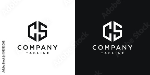 Creative Letter CS Monogram Logo Design Icon Template White and Black Background