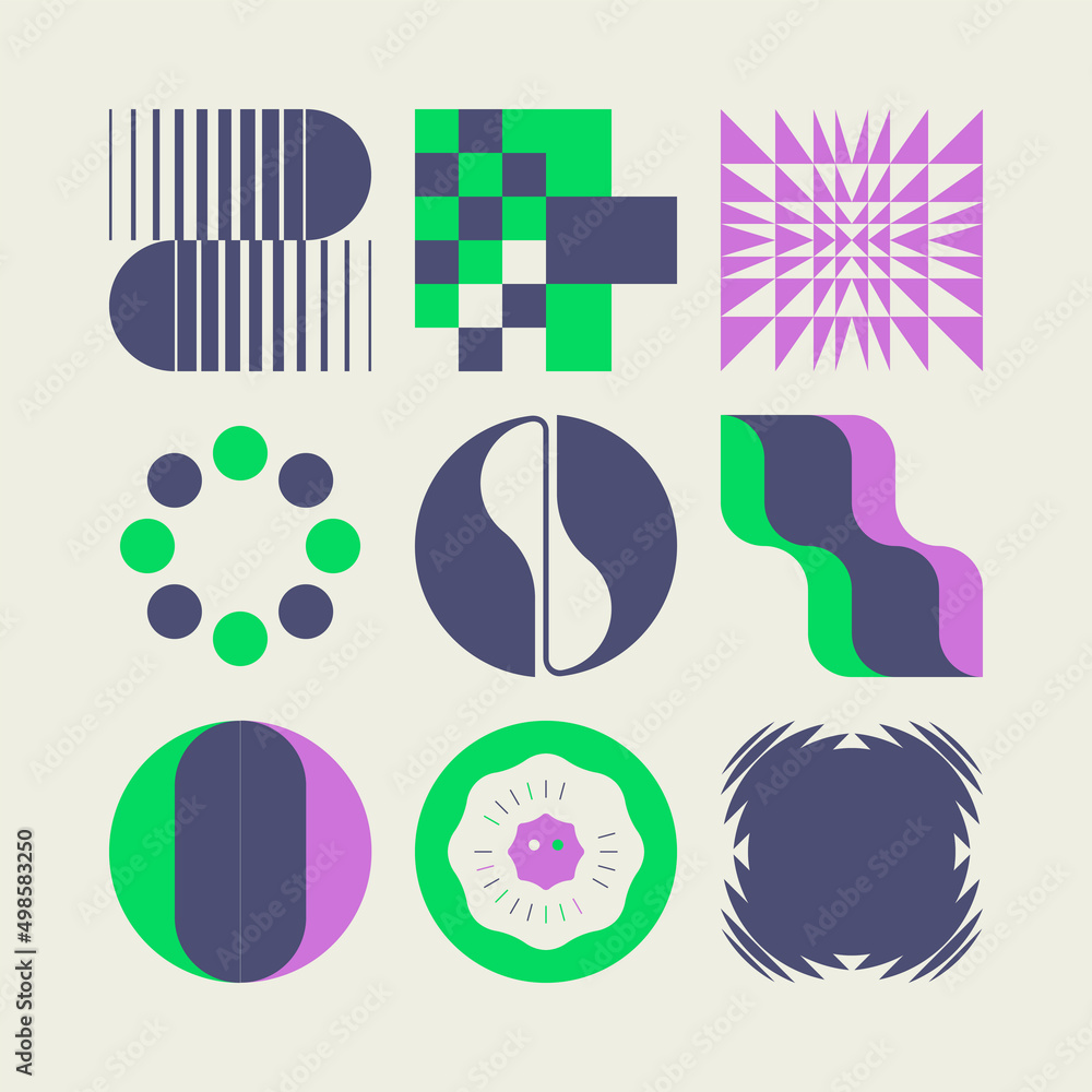 Logo Modernism Aesthetics Vector Abstract Shapes Collection Made With Minimalist Geometric Forms And Figures