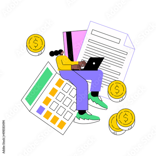 Doing your taxes abstract concept vector illustration. Personal income, refinance your debt, loan insurance, budget calculator, business accountant, financial audit, paperwork abstract metaphor.