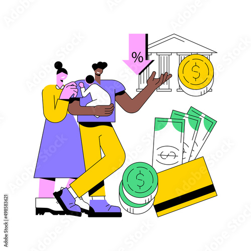 Tax credit abstract concept vector illustration. Save money, calculate balance, government support, business profit, income report, budget planning, bank card, savings refund abstract metaphor.