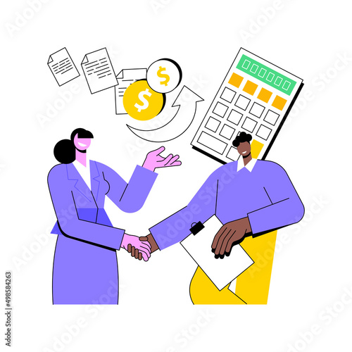 Accountant appointment abstract concept vector illustration. Schedule appointment, filing tax form, income statement and financial audit, tax agent service, clients list abstract metaphor.