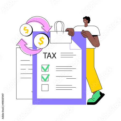 Claim your documents abstract concept vector illustration. Deductions, tax credits and expenses, job earnings, financial report, money refund, online tax form filing software abstract metaphor.