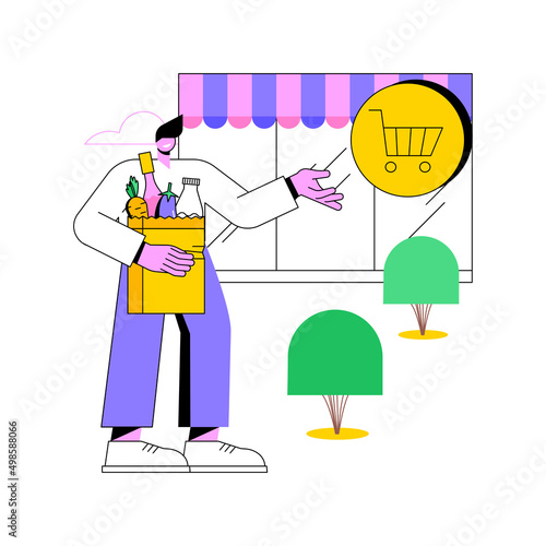 Isolated store abstract concept vector illustration. Free standing supermarket, department store, isolated building, one-brand superstore, retail outlet, single shopping mall abstract metaphor.