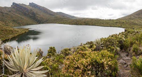 Panoramic view of the Andean glacial Siecha Lakes, Chingaza National Park in Cundinamarca, Colombia photo