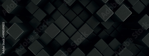 black cubes background, 3d render, panoramic image