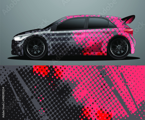 Rally car decal graphic wrap vector, abstract background