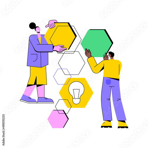 Design structure matrix abstract concept vector illustration. Project visual representation, system analysis, project management, organization team, product component, timeframe abstract metaphor.