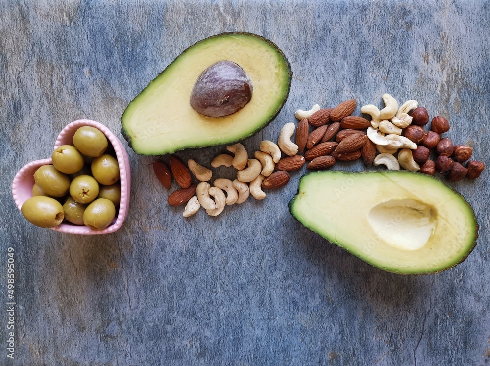Healthy high fat foods. Natural sources of good fats and fatty acids