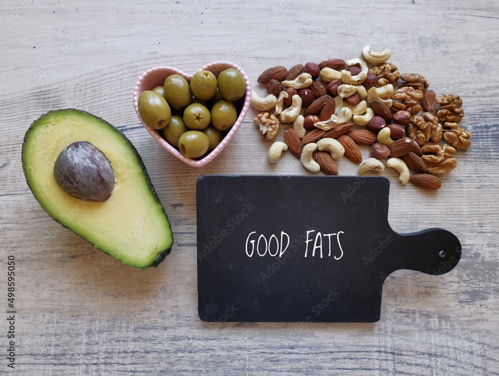 Healthy high fat foods. Natural sources of good fats and fatty acids