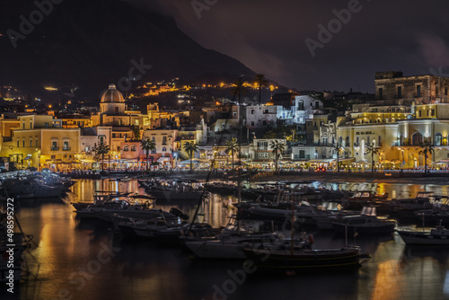 Fishing village full of bars and restaurants in Forio of Ischia at night