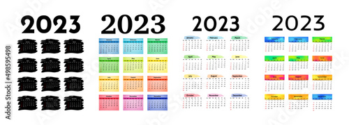 Calendar for 2023 isolated on a white background