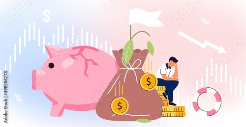 Bankruptcy Stock market crash arrow graphic vector illustration Broke company Economical loan payback problem Investment failure Budget collapse Panic in economy fail Recession financial Business loss