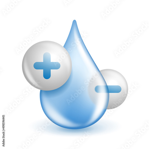 Electrolyte Drink 3D glossy icon - ions in water