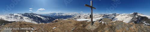 Panorama view of beautiful mountains in Grossglockner, Austria