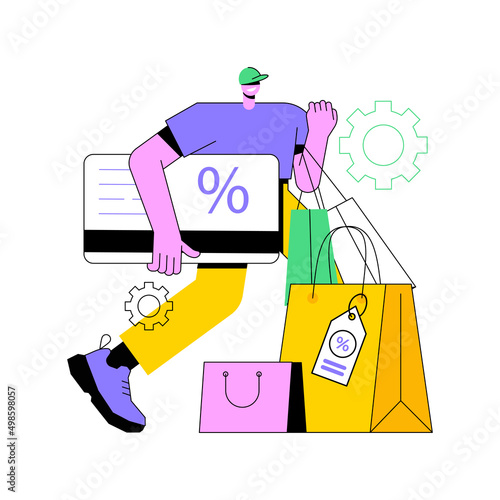 Discount and loyalty card abstract concept vector illustration. Loyalty program and customer service, retail reward card, collecting points, frequent client, discount price abstract metaphor.