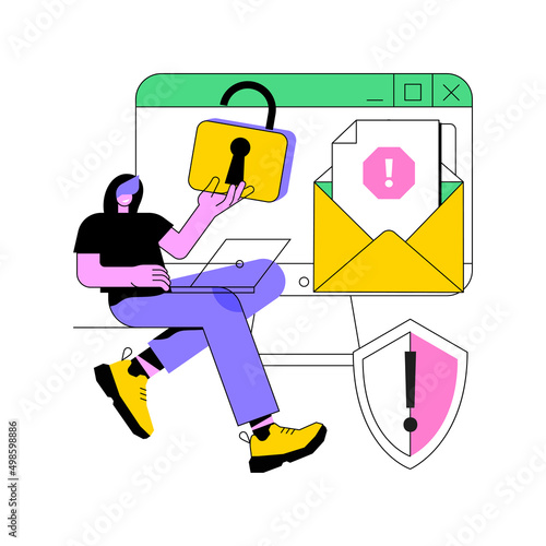Malware abstract concept vector illustration. Malicious software, computer virus, malware program, spyware development, online antivirus security and protection, cyber attack abstract metaphor.