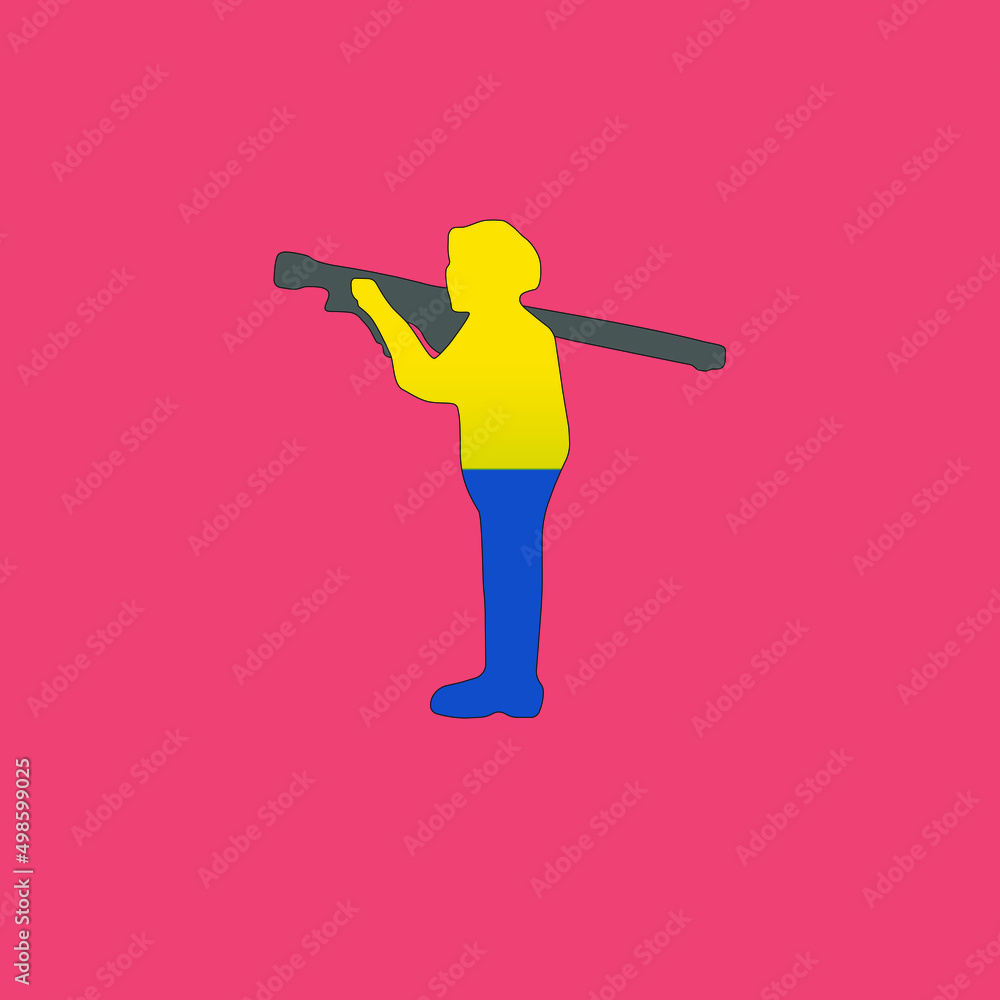 The silhouette of a Ukrainian soldier with Stinger The silhouette of a Ukrainian soldier with Stinger