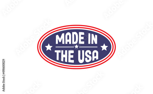 Made in America badge. United States patriotic symbol. American label. USA emblem.