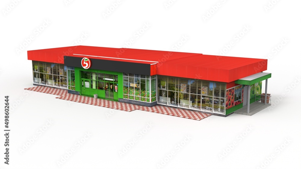 Shopping center render on a white background. 3D rendering Shopping center render on a white background. 3D rendering