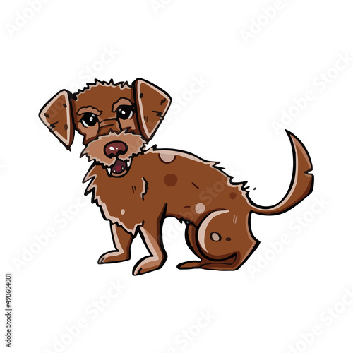 Cartoon style. The dog is angry, the disgruntled puppy growls. vector illustration