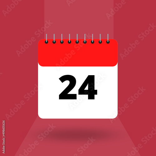 24th of the month january, february, march, april, may, june, july, august, september, october, november and december with red background red paper calendar