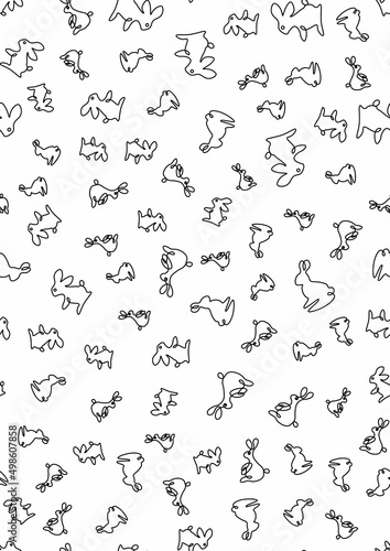 Children's and Easter pattern with contours of bunnies.