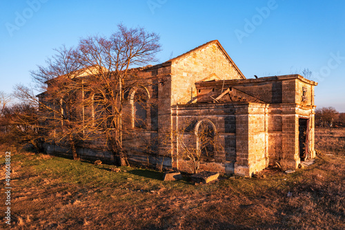 Destroyed building of the Catholic Cathedral at . A sad sight. Cultural monument photo