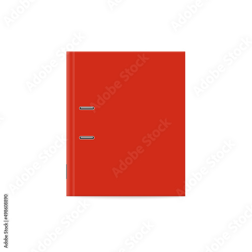 Red ring binder or documents case realistic vector illustration isolated.