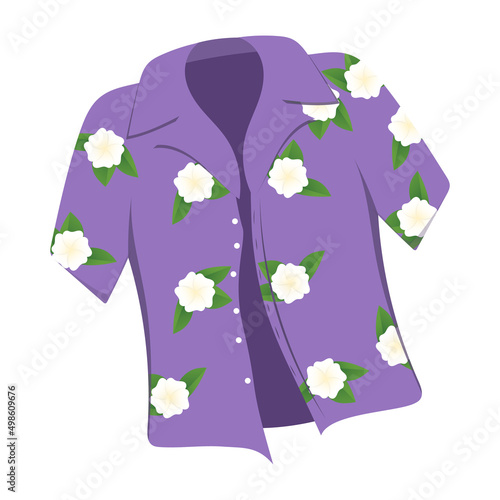 Purple floral shirt put on Songkran festival .isolated on white background ,Vector illustration EPS 10