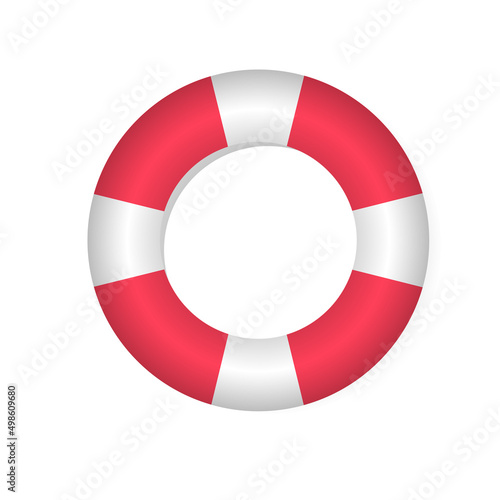 Red and white rubber ring on the beach .isolated on white background ,Vector illustration EPS 10