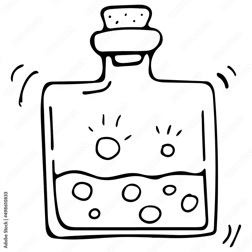 Vector doodle bottle of magic potion. Hand drawn illustration Vector doodle bottle of magic potion. Hand drawn illustration