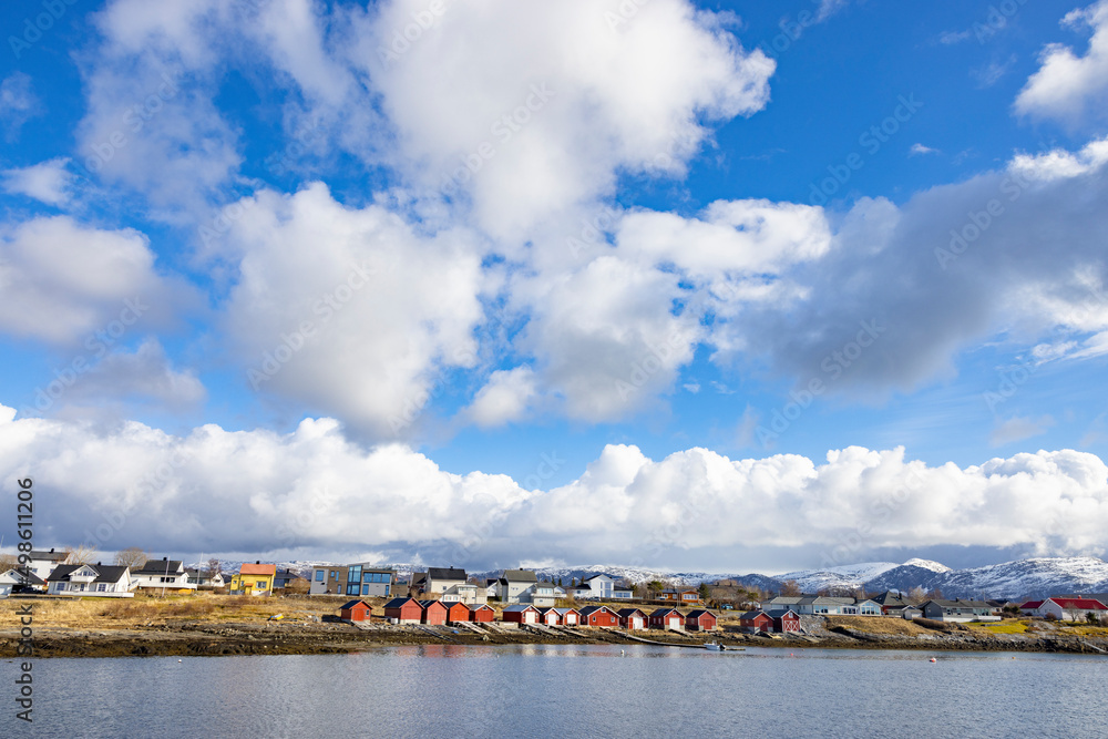 White clouds and blue sky i Brønnøysund ,Helgeland,Northern Norway,scandinavia,Europe