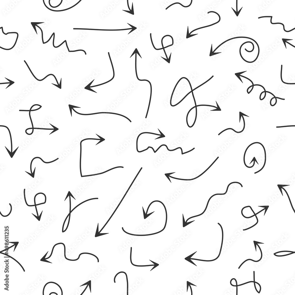 Grunge arrows seamless pattern. Hand drawn doodle arrow. Vector illustration. Grunge arrows seamless pattern. Hand drawn doodle arrow. Vector illustration.