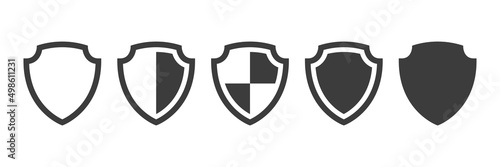Shield icon set. Protection security symbol. Vector illustration isolated on white background.
