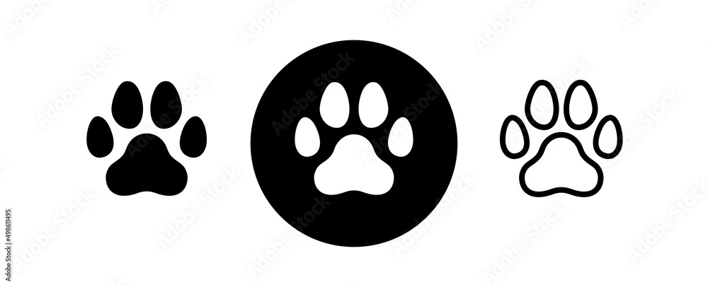 Fototapeta premium Cat or dog footprint icon. Pets symbol. Paw print pictogram.