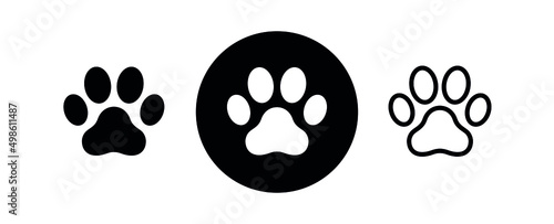 Cat or dog footprint icon. Pets symbol. Paw print pictogram.