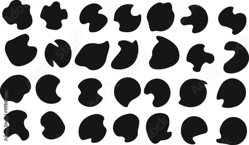 Random blotch, inkblot. Organic blob, blot. Random blob organic geometric round pattern isolated on white background.