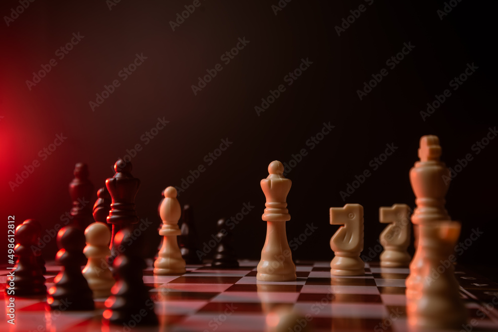 Macro photo of chess pieces on a chess board Macro photo of chess pieces on a chess board