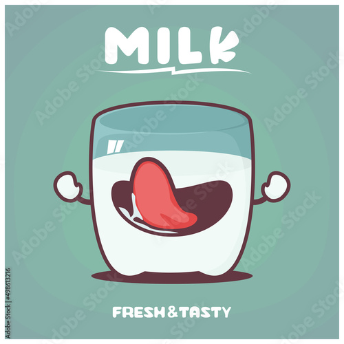 milk cartoon. healthy drink vector illustration