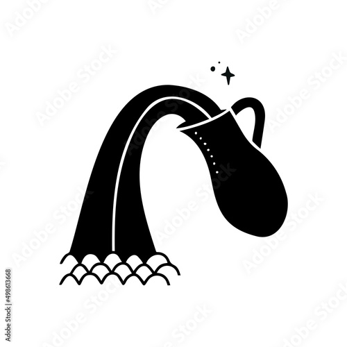 Symbol sign with inscription. Aquarius. Vector image of zodiac sign for astrology and horoscopes.