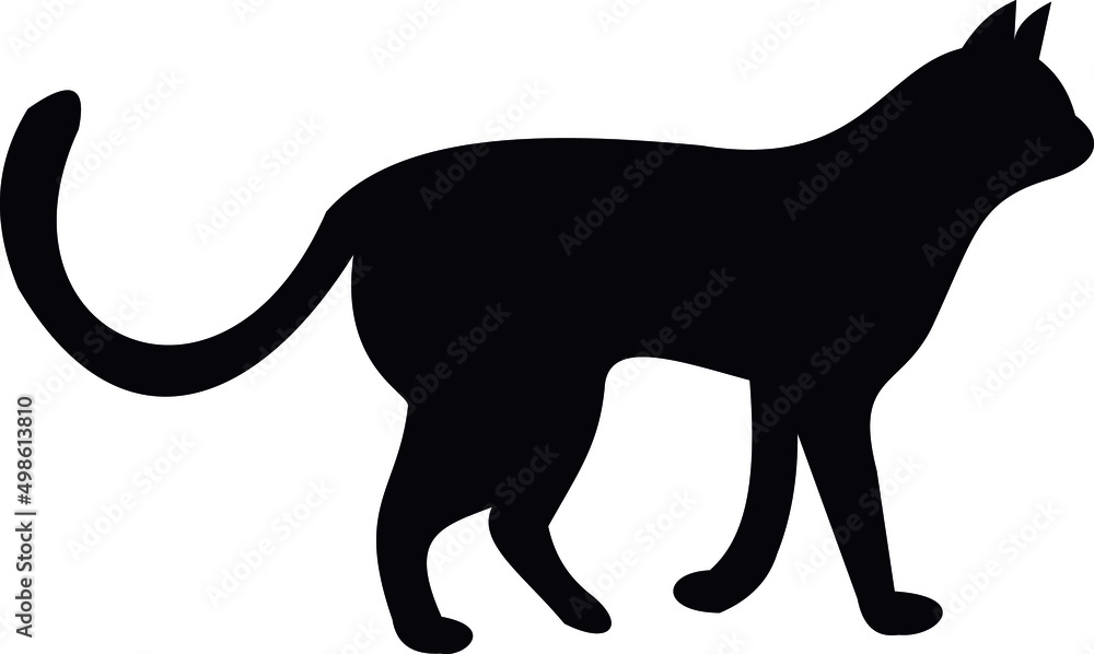 Vector black silhouette of a cat.