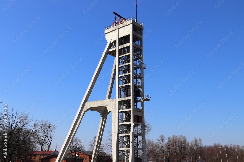 Coal mine headframe in Poland - obrazy, fototapety, plakaty 