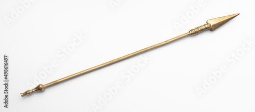 golden spear isolated on white background photo