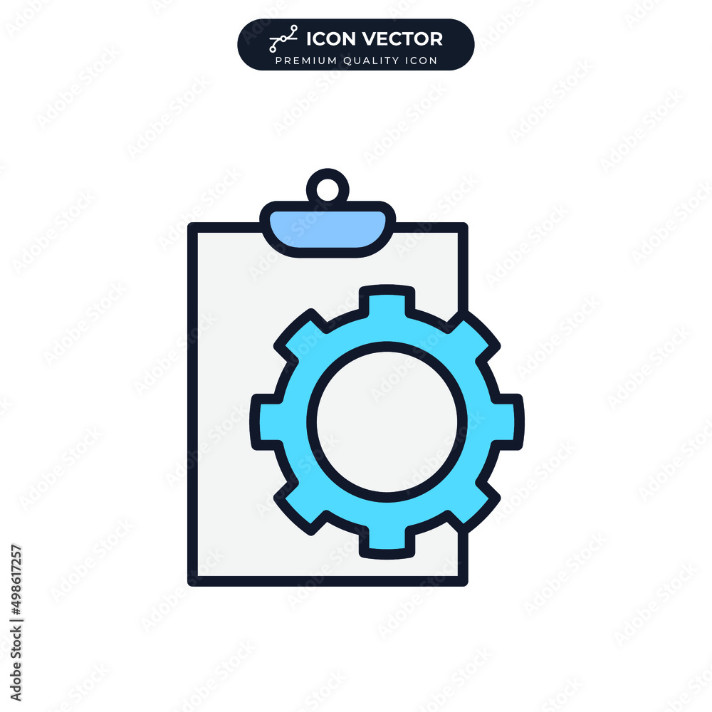 Clipboard with gear icon symbol template for graphic and web design collection logo vector illustration Clipboard with gear icon symbol template for graphic and web design collection logo vector illustration
