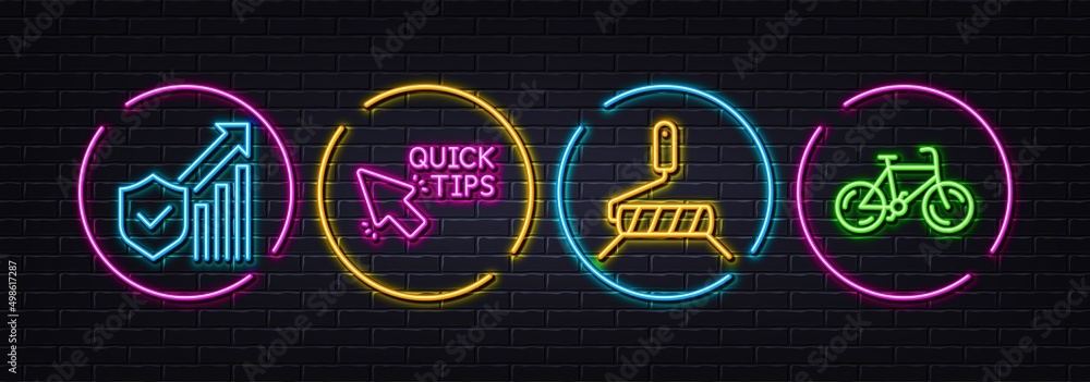 Paint roller, Quick tips and Security statistics minimal line icons. Neon laser 3d lights. Bicycle icons. For web, application, printing. Painter brush, Helpful tricks, Cyber protection. Bike. Vector Paint roller, Quick tips and Security statistics minimal line icons. Neon laser 3d lights. Bicycle icons. For web, application, printing. Painter brush, Helpful tricks, Cyber protection. Bike. Vector