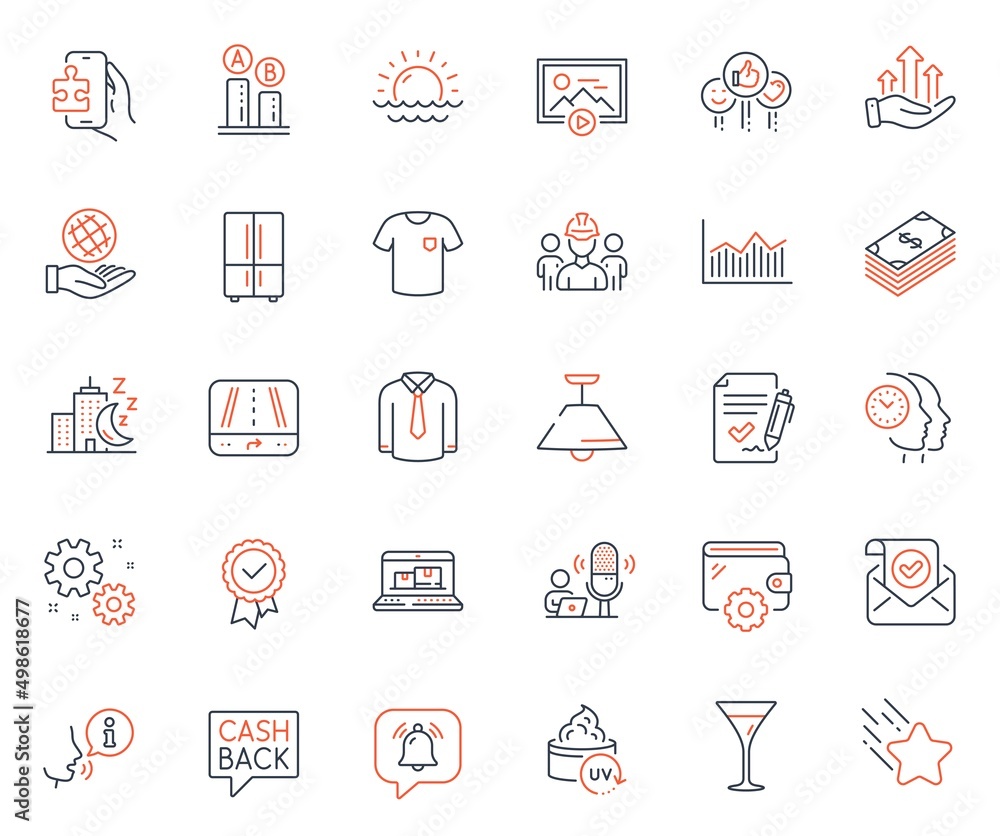 Business icons set. Included icon as Falling star, Notification bubble and Sunset web elements. Shirt, Puzzle game, Wallet icons. Time management, Martini glass, Tested stamp web signs. Vector Business icons set. Included icon as Falling star, Notification bubble and Sunset web elements. Shirt, Puzzle game, Wallet icons. Time management, Martini glass, Tested stamp web signs. Vector
